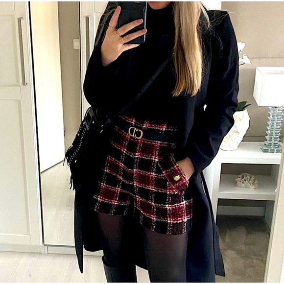 Maje Itrit Tweed Plaid Wool Blend Shorts Sz EU 36 US 6‎ - Picture 1 of 9